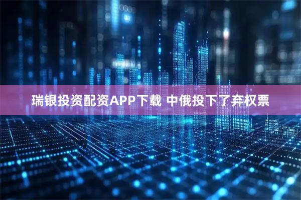 瑞银投资配资APP下载 中俄投下了弃权票