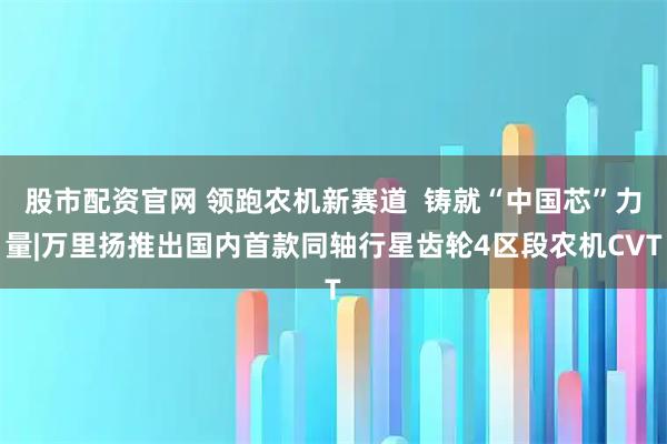 股市配资官网 领跑农机新赛道  铸就“中国芯”力量|万里扬推出国内首款同轴行星齿轮4区段农机CVT